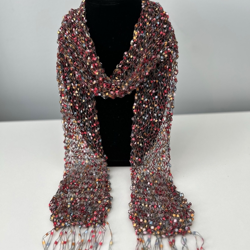 Elegant Rainbow Ladder Ribbon Scarf